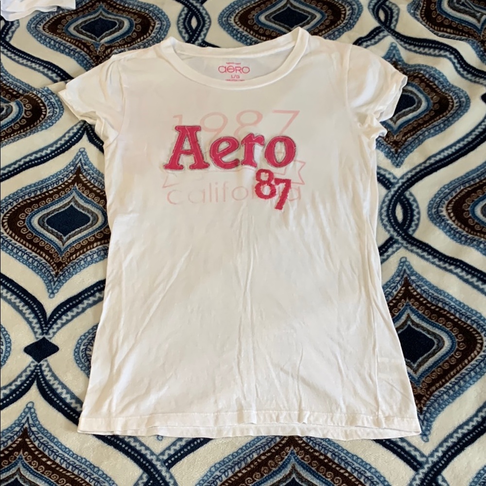 White and Pink Aero 87 Short Sleeve Tee